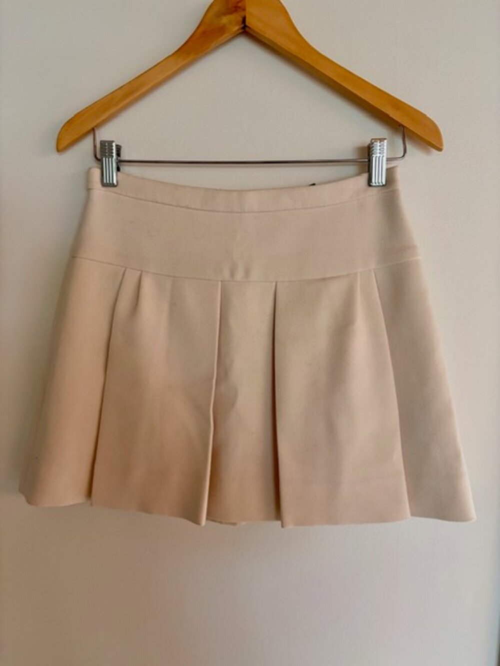 J Crew Pleated Crepe Skirt Cream Ivory - Vintage Sz 0